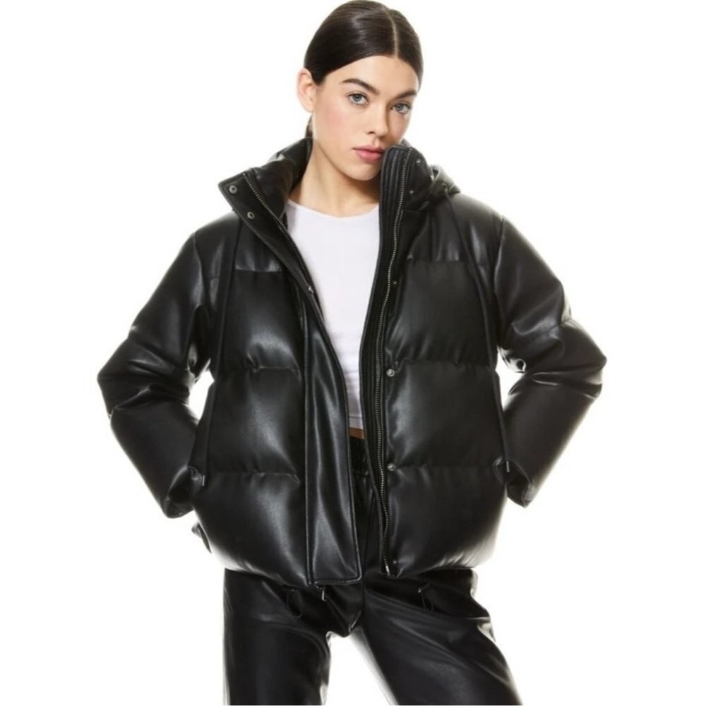 Alice + Olivia Robinson Vegan Leather Puffer Coat